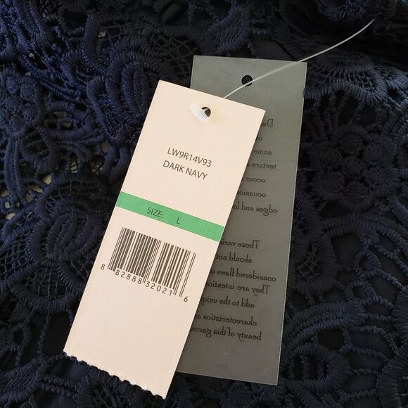 Nanette Lepore Sleeveless Floral Lace Top Size Large Dark Navy Blue - Picture 9 of 9